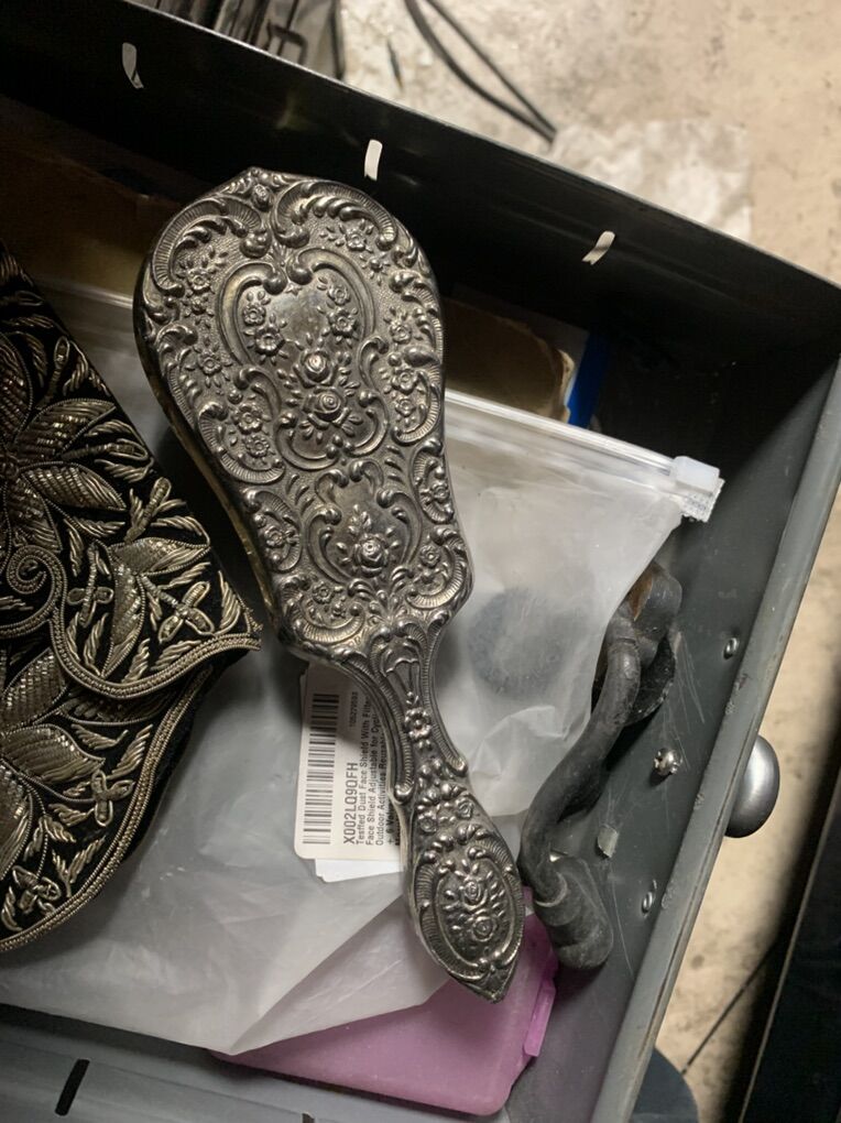 vintage silver plated Vanity Table hair brush