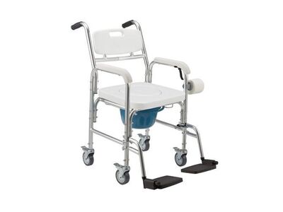 4 in 1 Shower Commode Wheelchair Rolling Transport Chair Rolling Transport Seniors and Disabled