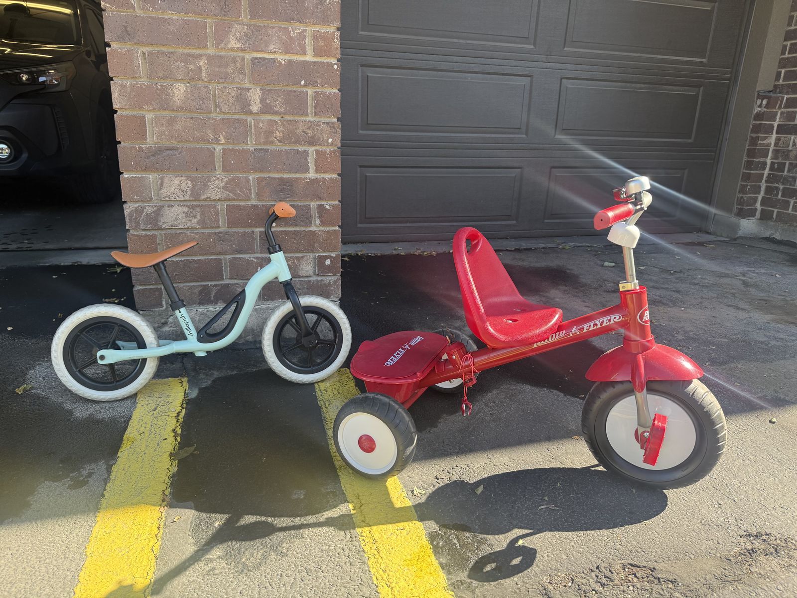 Radio flyer tricycle and chillafish balance bike
