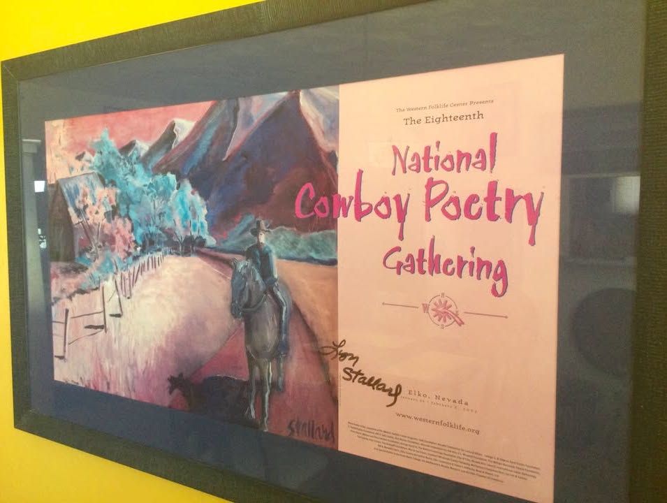 Framed 18th National Cowboy Poetry Gathering Poster Signed by Lon Stallard (2002)