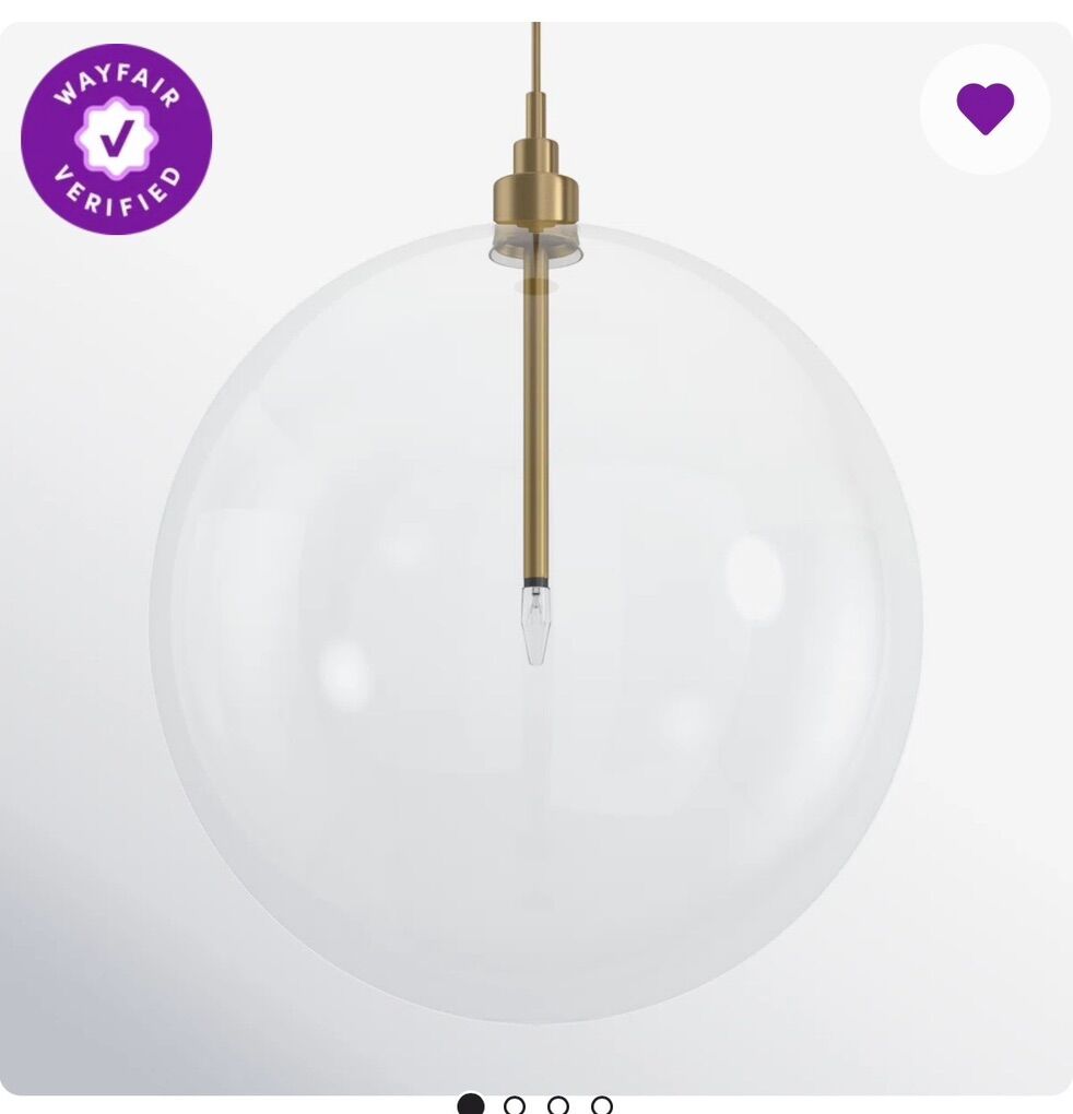 Glass Dome Hanging Light Fixture Natural Brass