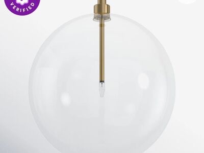Glass Dome Hanging Light Fixture Natural Brass