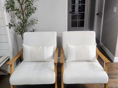 Pair of Modern style Accent Chairs with Wood Frames