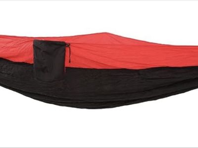 Red and Black Portable Camping Hammock with Carabiners