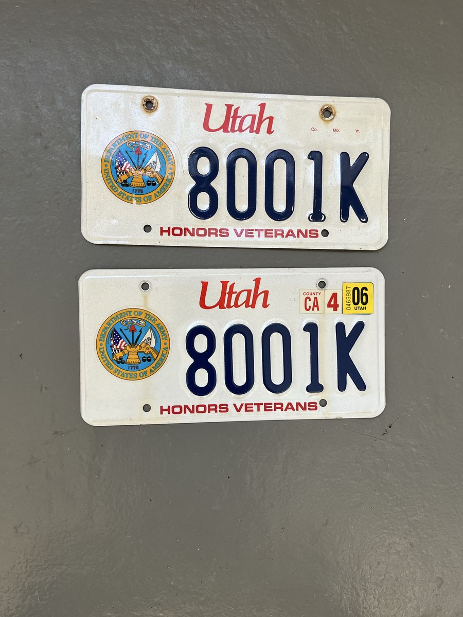 2006 Utah Army license plates