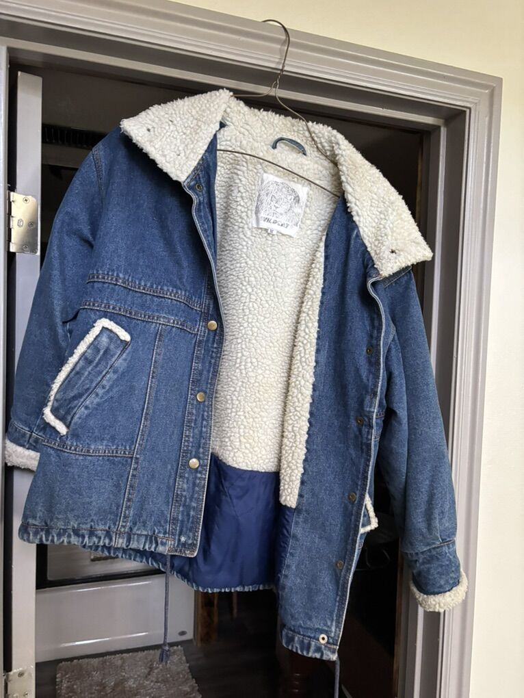 Vintage Denim Jacket, Wool Lining