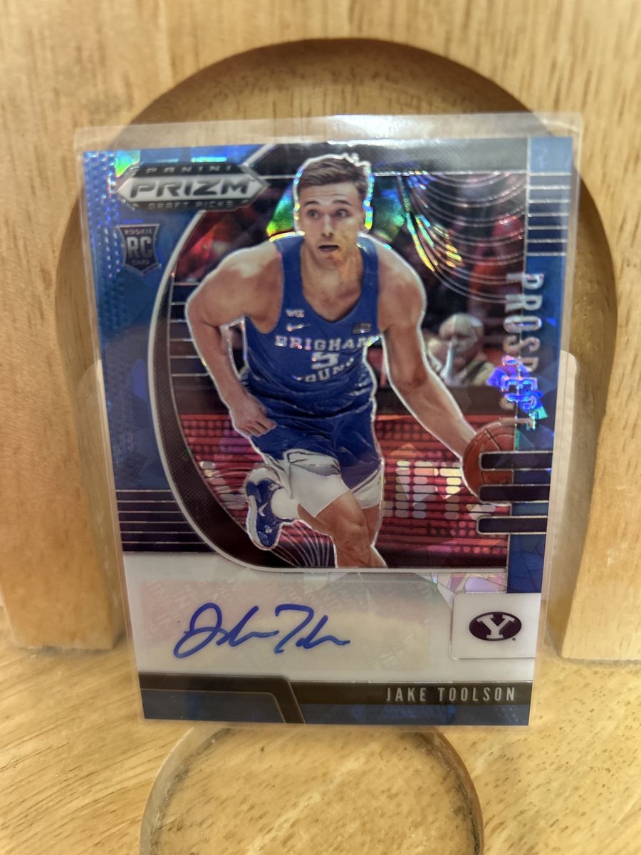 2020 Jake Toolson Certified Panini Prizm Rookie #32/75 Silver Foil Autograph BYU COUGARS RC Basketball