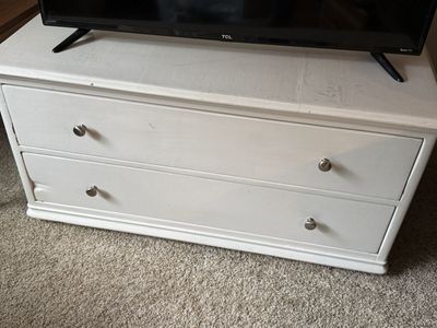 Antique 1920s or earlier …. Look inside it has a Brunswick logo Real Cedar Chest painted white