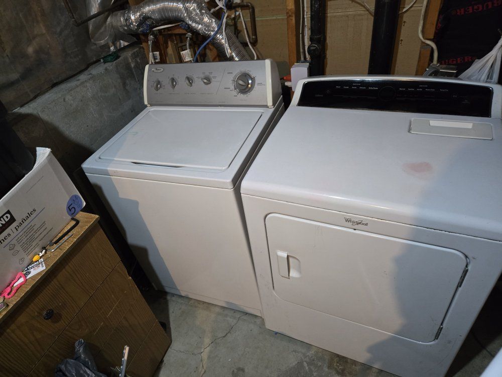 Whirlpool White Washer and Dryer Set - Top Load Washer & Electric Dryer