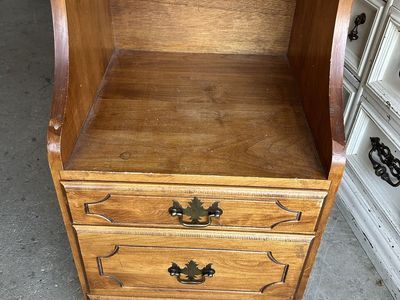 Vintage Wood Nightstand with 2 Drawers & Open Shelf - Rustic/Farmhouse Style