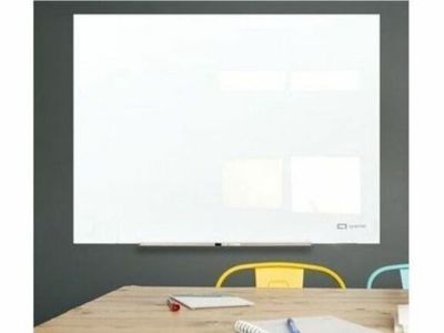 Quartet Magnetic Dry Erase Board, 48" x 36" Glass White Board for Wall, Frameless, Invisa Mount,