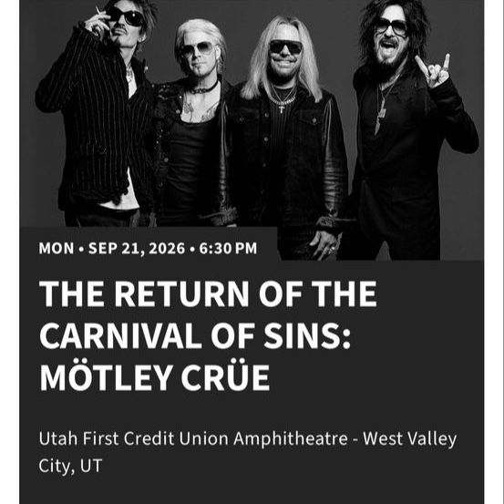 Mötley Crüe Tickets + Premier Parking - Utah First Credit Union Amphitheatre (Sep 21, 2026)
