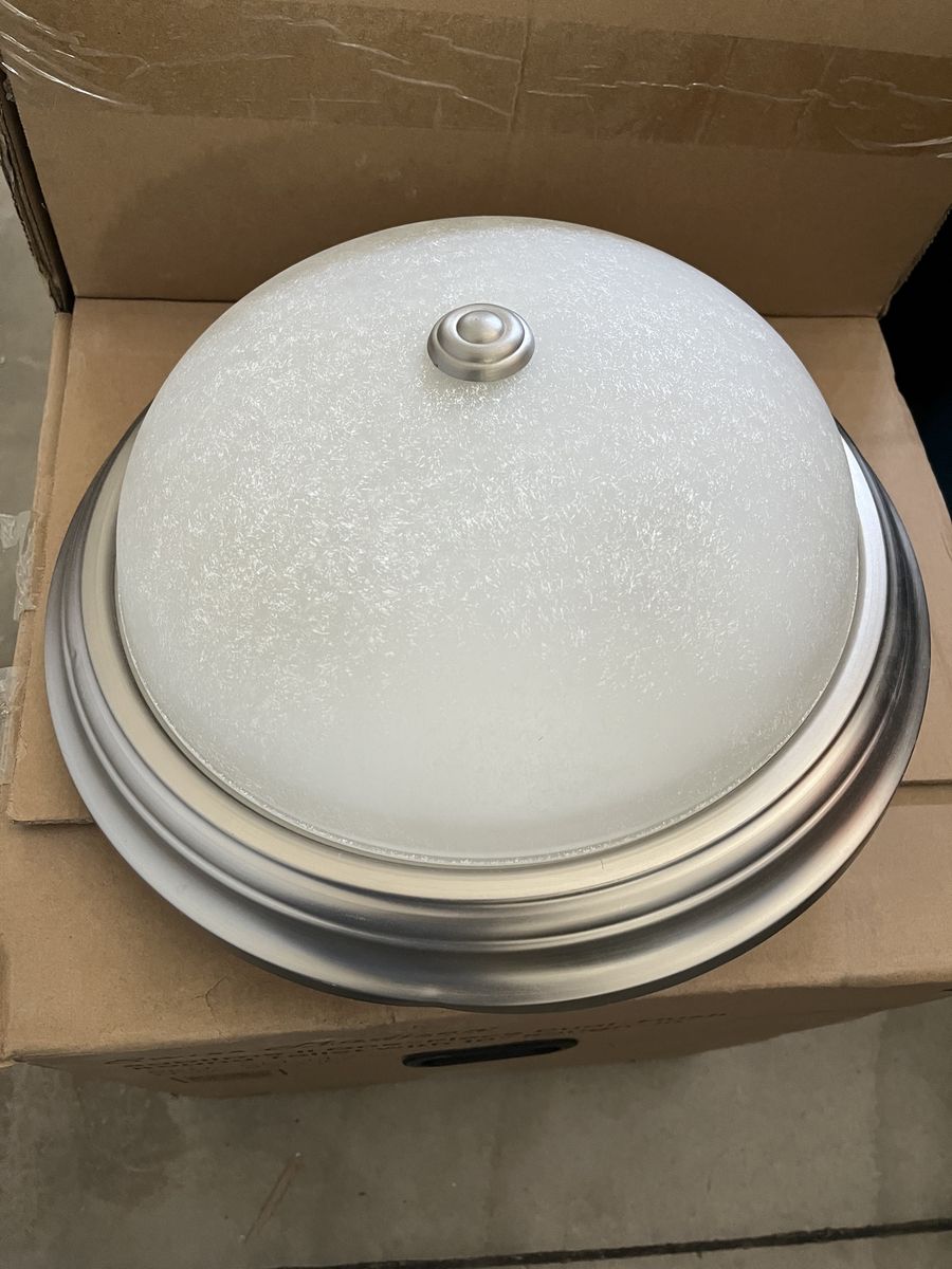 x4 Flush mount 3-bulb boob light ceiling fixture, satin nickel
