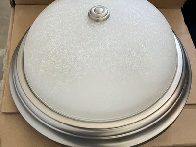 x4 Flush mount 3-bulb boob light ceiling fixture, satin nickel
