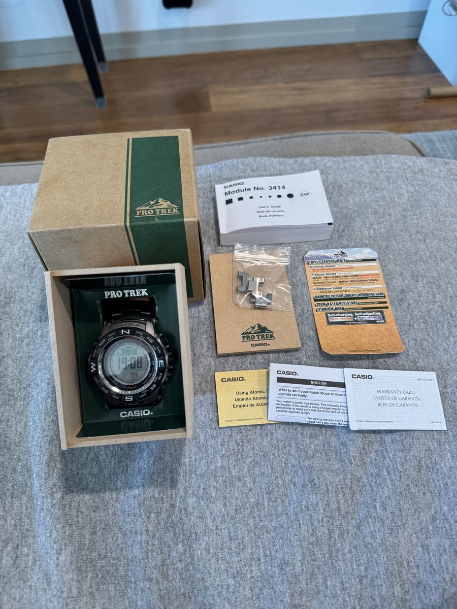Casio Pro Trek PRW-3500T-7CR - Titanium, Complete Set
