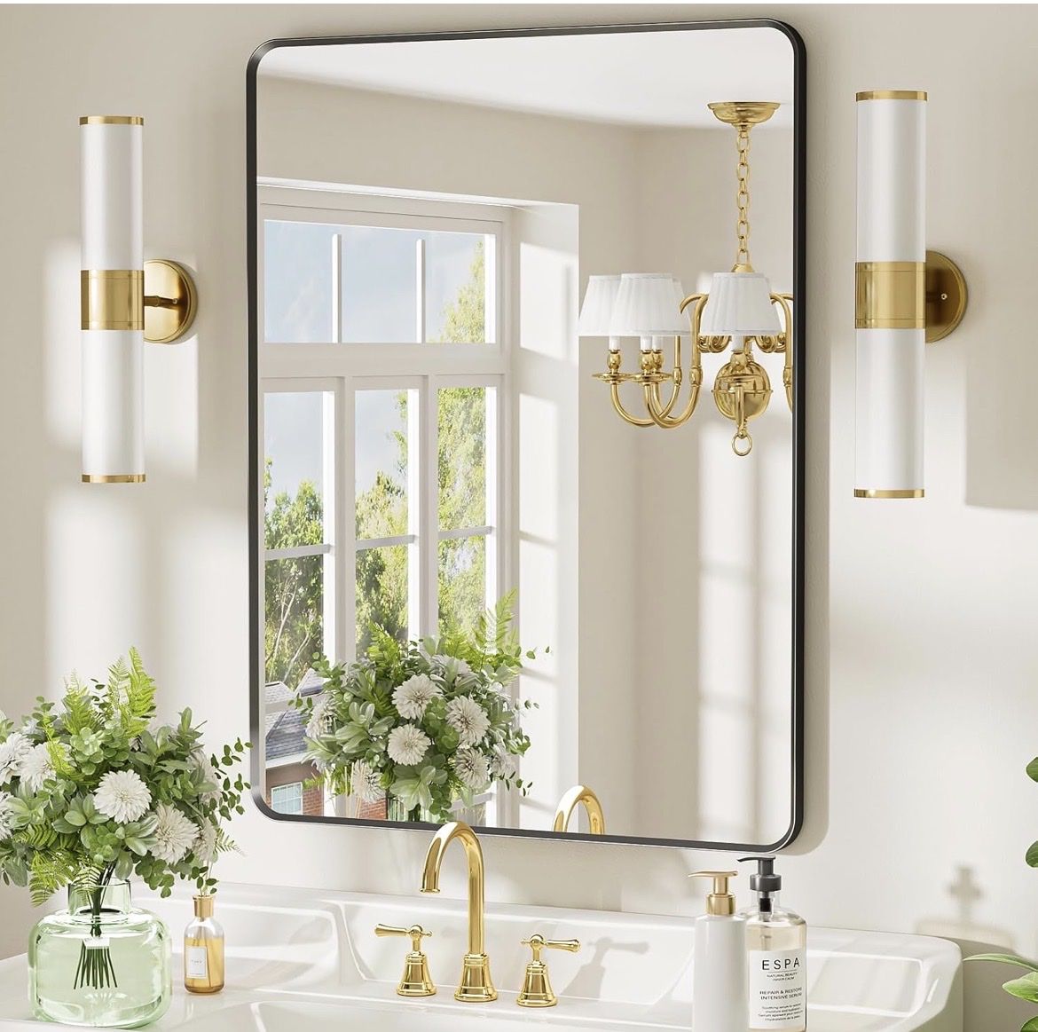 24x36 Black bathroom mirrors- set of 2