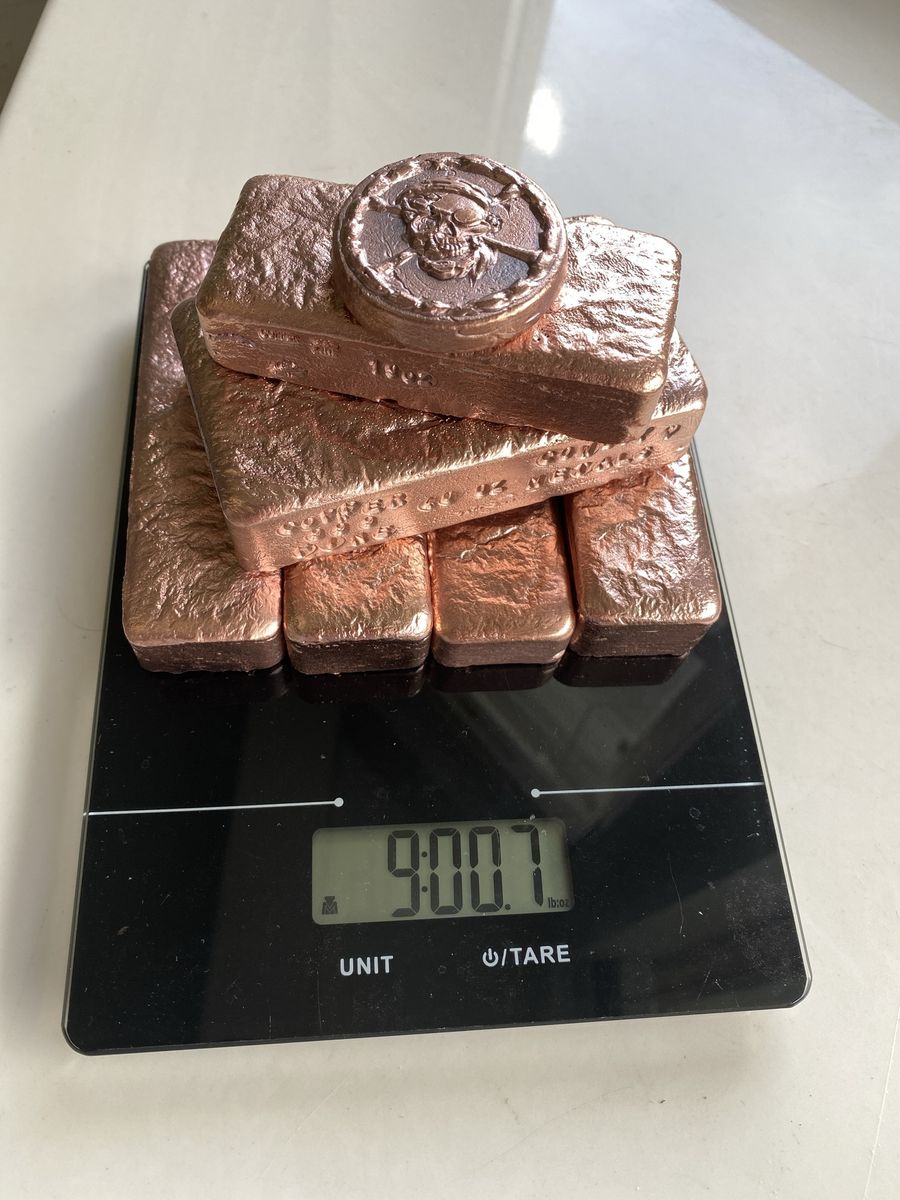 9 Lbs Of Copper .999 Fine Bars And coin