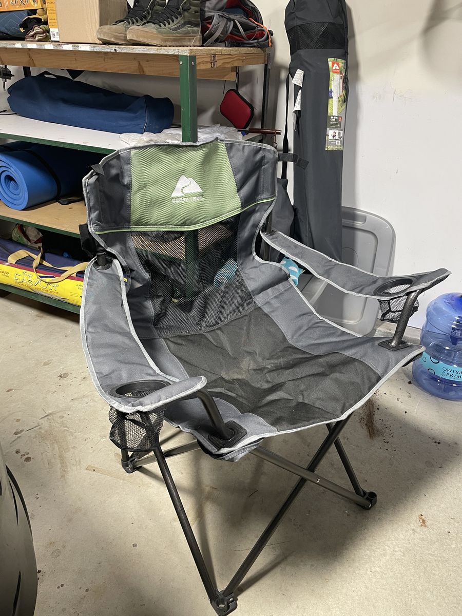Ozark Trail Big & Tall Folding Camp Chair with Cooler Pouch & Cup Holders