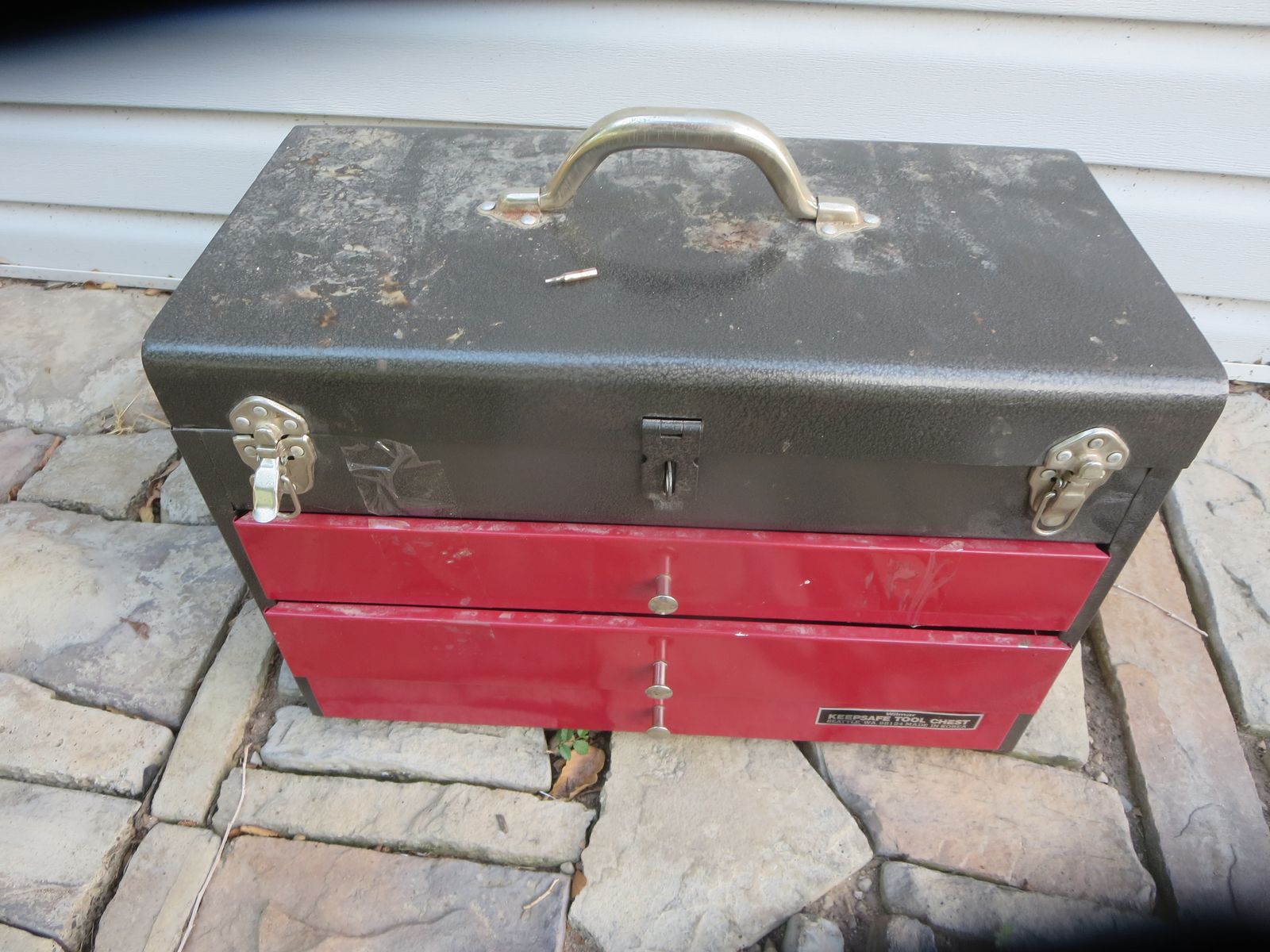 Vintage KnaackSafe Tool Chest with 2 Drawers & Assorted Hand Tools - Wrenches, Sockets, Screwdrivers