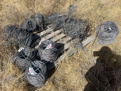 Barbed Wire Fencing - Mixed New & Used Rolls for Property red brand 2 PT wire