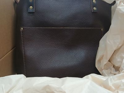Portland Leather goods Dark Brown Leather Tote Bag - Spacious Carryall with Zipper Closure- Section A