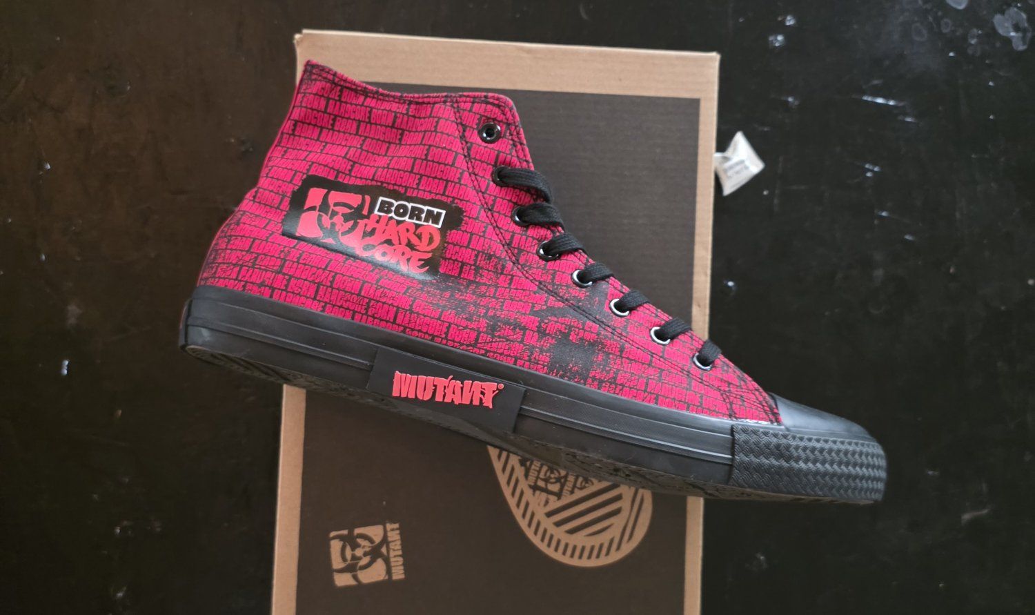 Mutant Born Hardcore Red/Black High Top Canvas Sneakers Mens 14