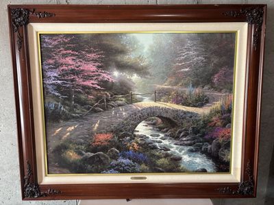 Thomas Kinkade Bridge of Faith Canvas painting.
