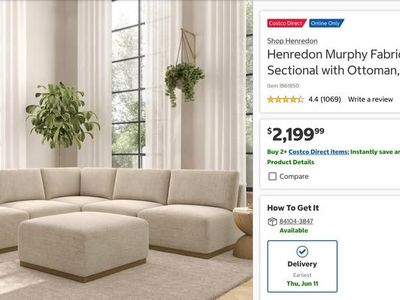 HENREDON MURPHY BEIGE 6-PIECE MODULAR SECTIONAL WITH OTTOMAN