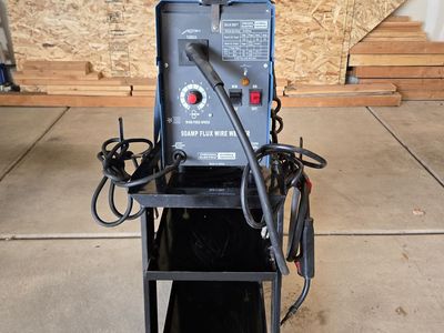 Chicago Electric 90 Amp Flux Wire Welder + Cart + Helmet