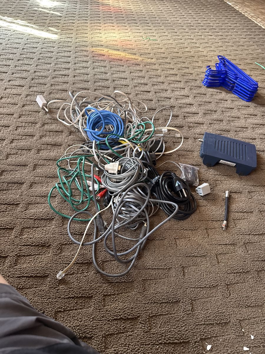 Assorted Cables, Cords, and Adapters (Ethernet, Audio/Video, Power, etc.) - Large Lot