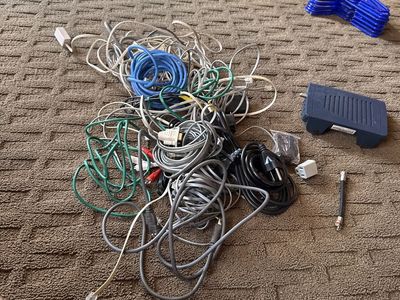 Assorted Cables, Cords, and Adapters (Ethernet, Audio/Video, Power, etc.) - Large Lot