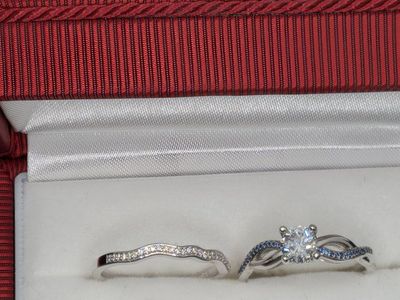 Stunning Diamond & Sapphire Wedding Ring Set - White Gold, Size 9
