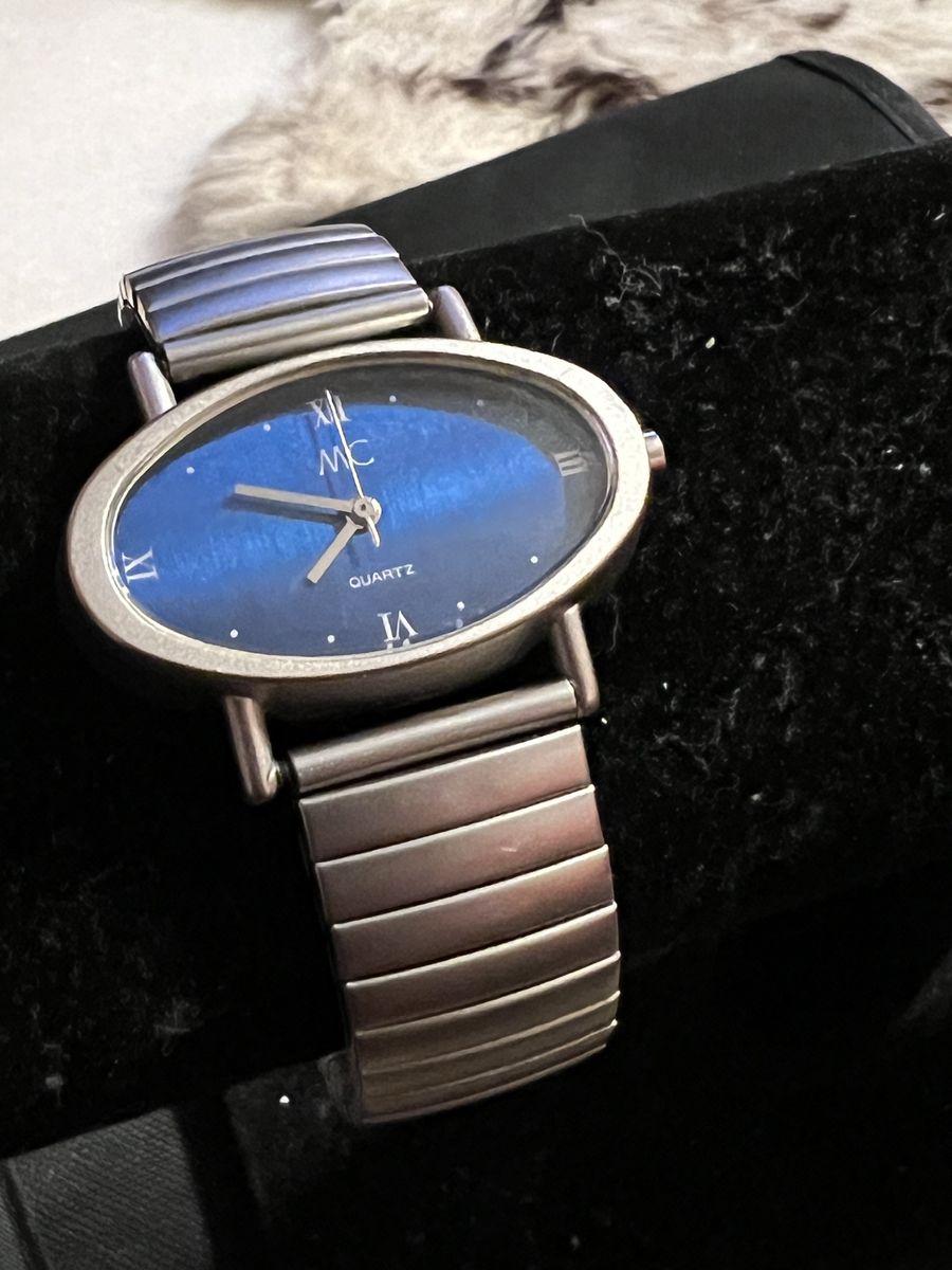 MC Quartz Oval Blue Dial Watch with Expandable Band - Used Condition