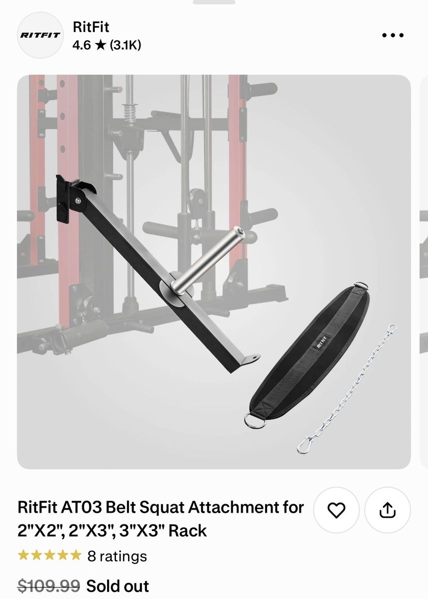 Rit fit belt squat attachment