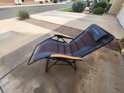 Zero Gravity Recliner Lounge Chair with Pillow - Brown/Blue