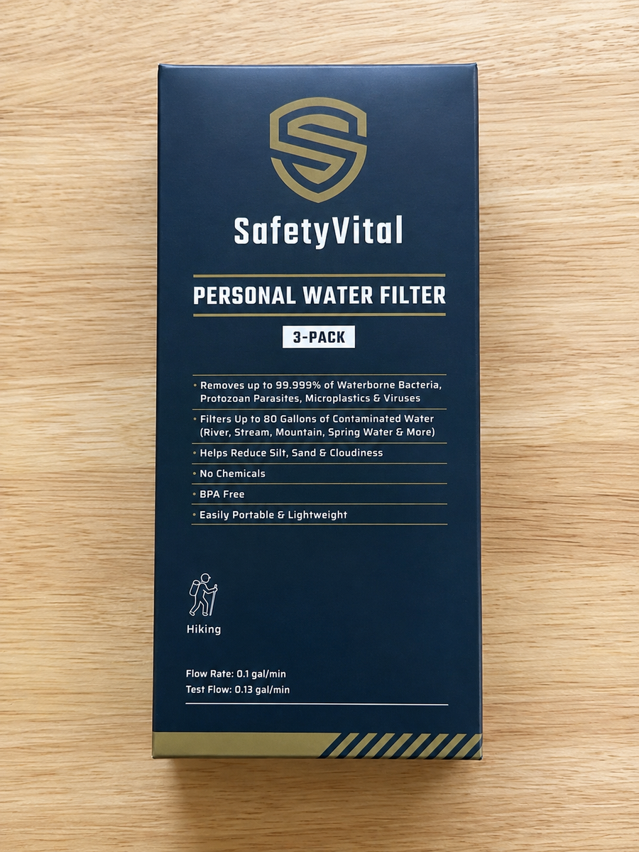 SafetyVital Personal Water Filters – NEW Sealed 3-Pack