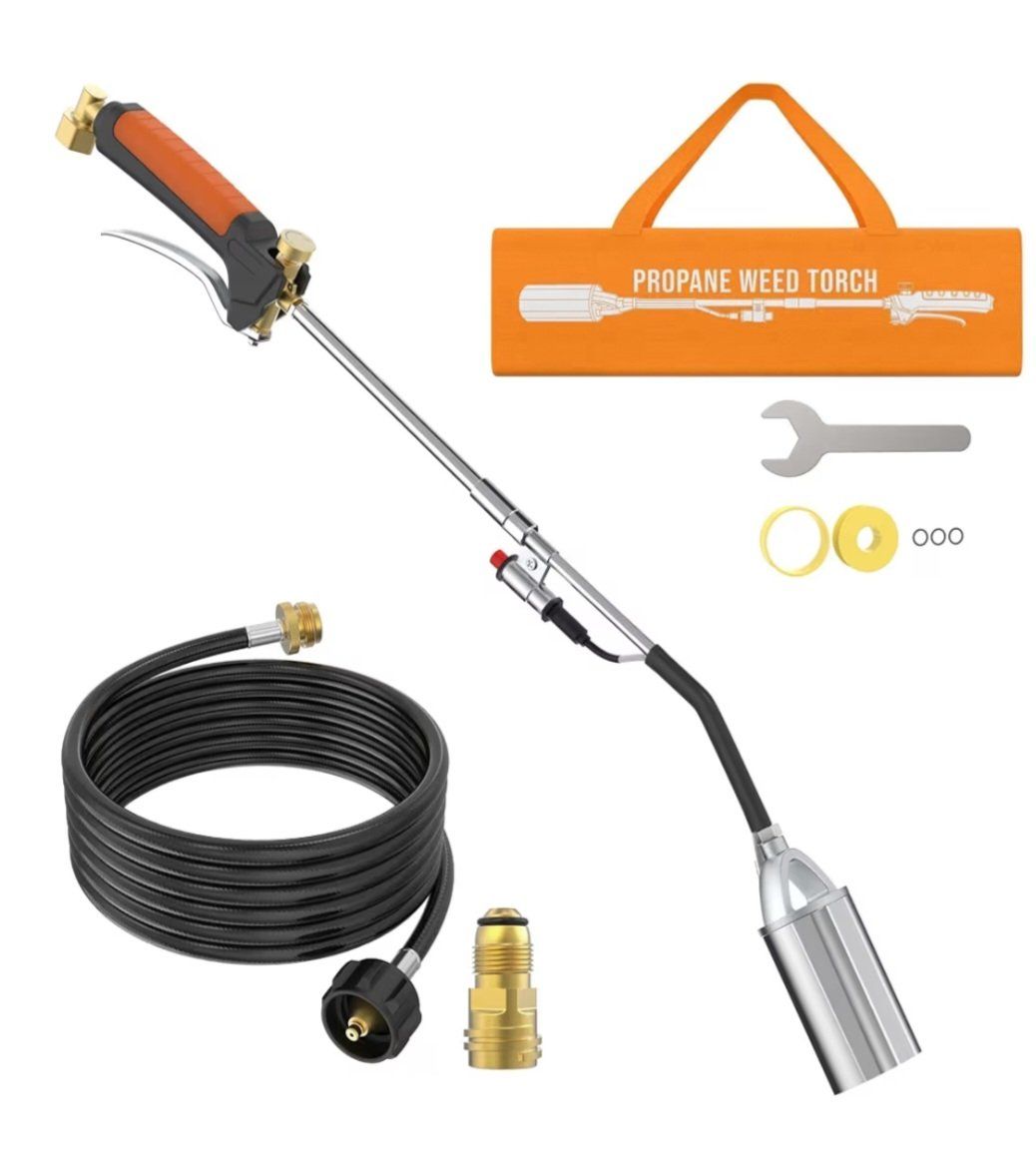 CALPOSE Heavy Duty Propane Torch Weed Burner with 12ft Hose, 400,000 BTU, 3-in-1 Connections