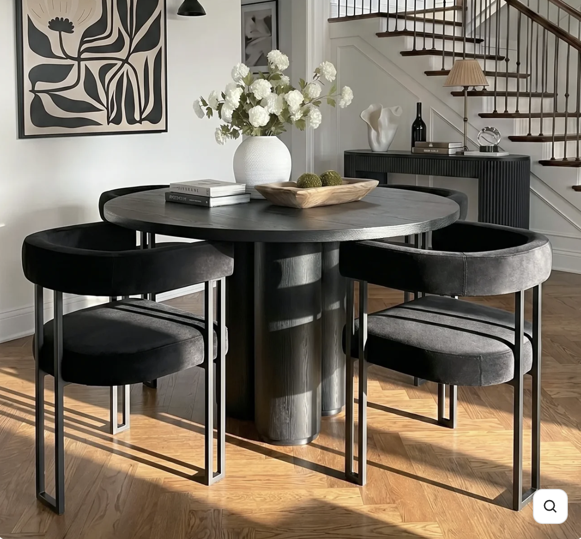 POP MAISON Modern Velvet Barrel Back Dining Chair with Metal Frame x 4