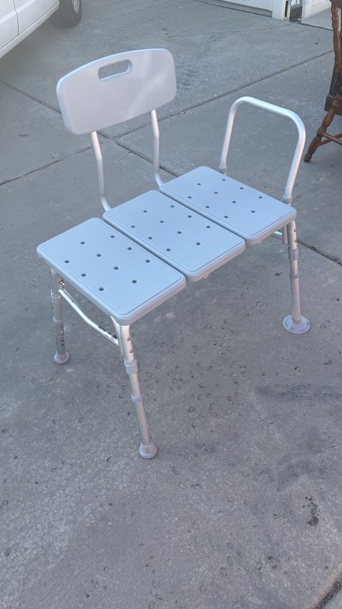 Adjustable Transfer Bench Shower Chair with Backrest - Medical Bathing Aid