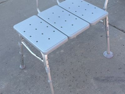 Adjustable Transfer Bench Shower Chair with Backrest - Medical Bathing Aid