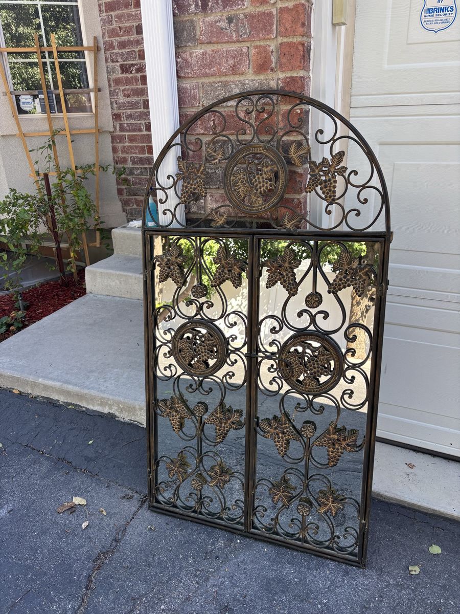 Large decorative grapevine metal mirror