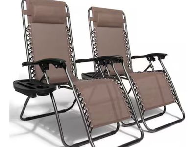 Zero Gravity 2 Stackable Metal Chairs Brown