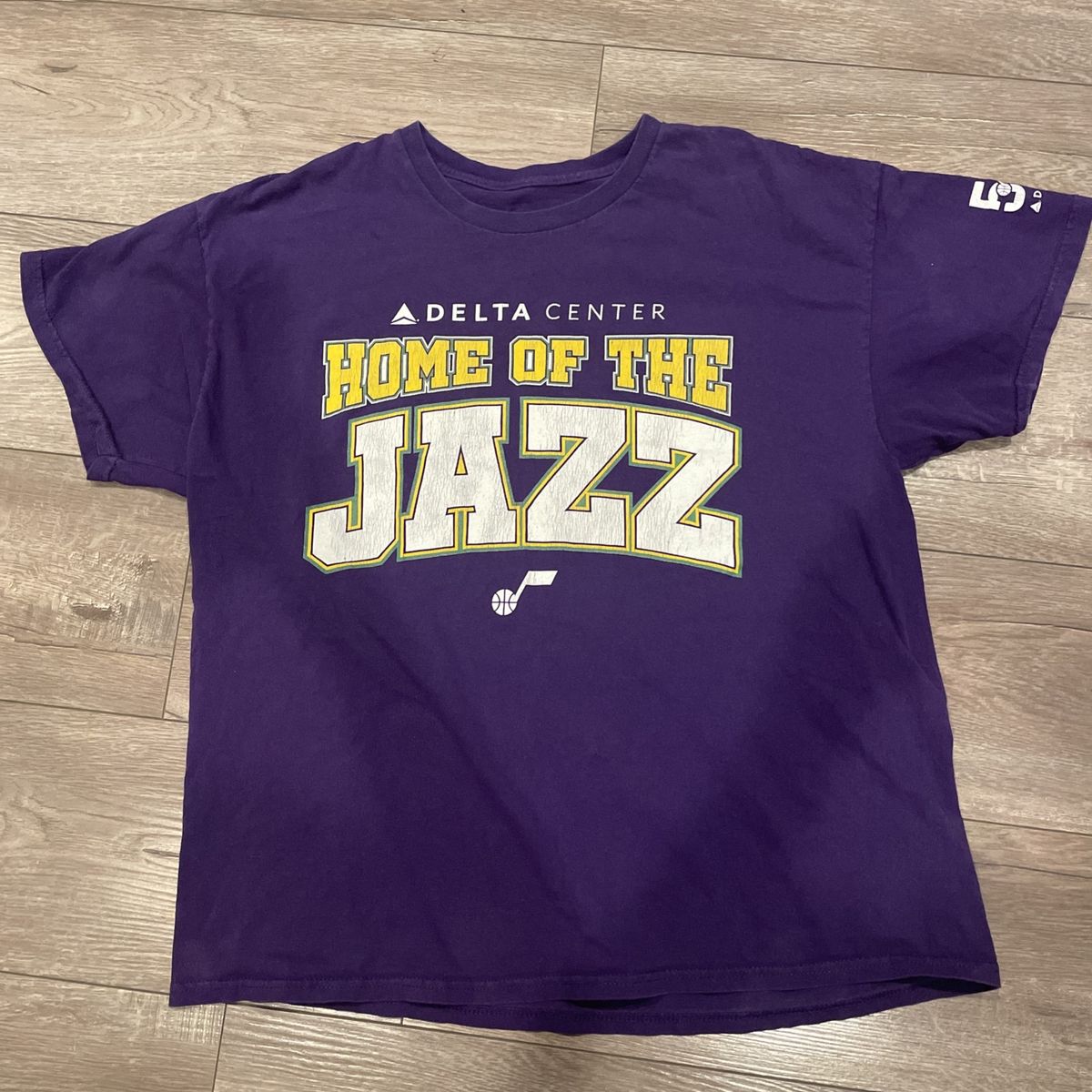 Vintage Utah Jazz Delta Center Home Of The Jazz T-Shirt Purple 50th Anniversary Basketball Tee