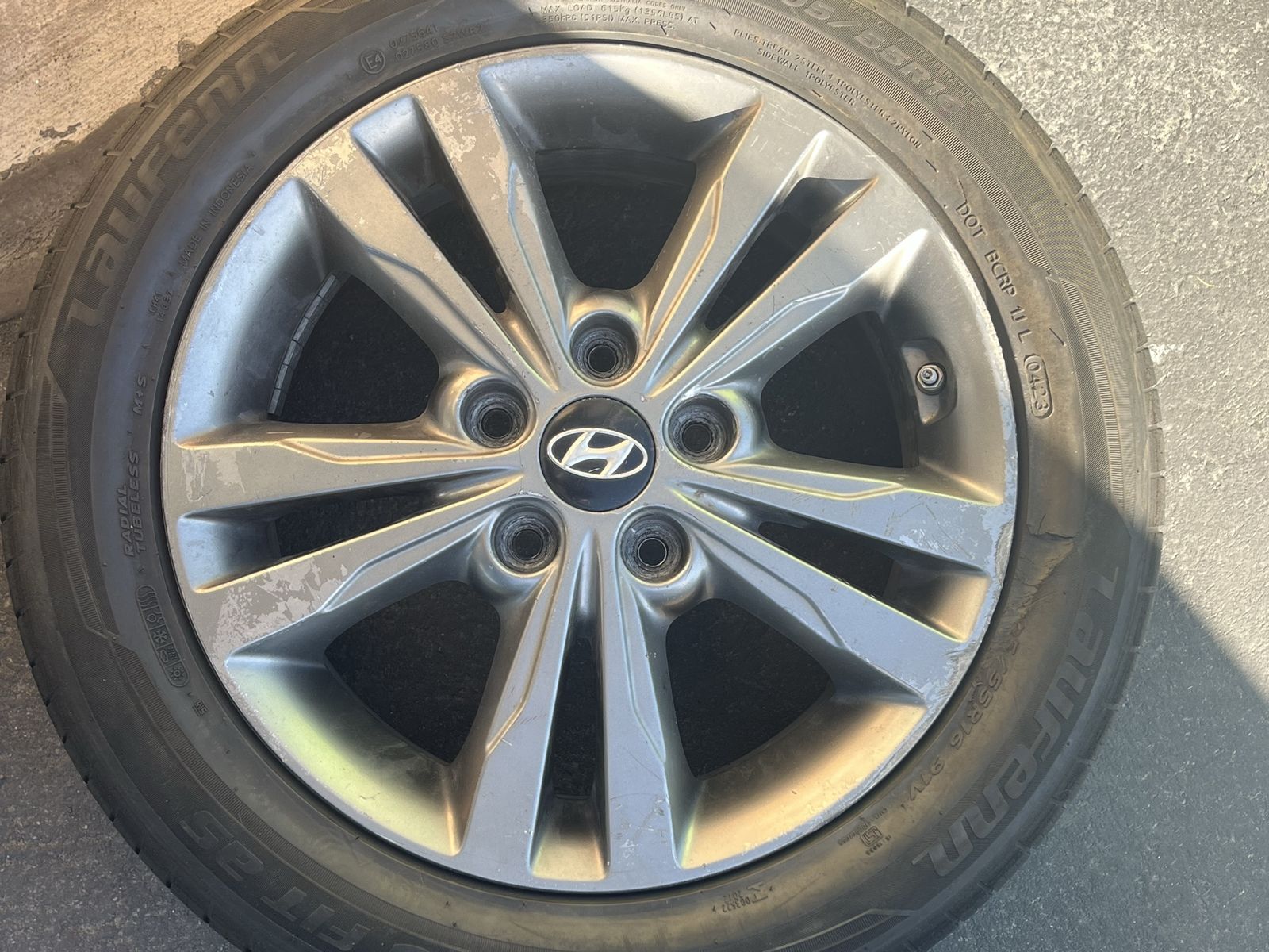 Hyundai Elantra 205/55R16 Tire & Rim Assembly - Used, Good Tread