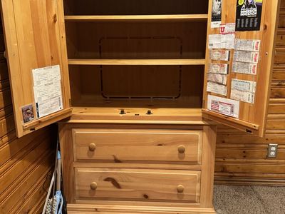 Solid Pine Wood Armoire / Entertainment Cabinet / Wardrobe with Drawers