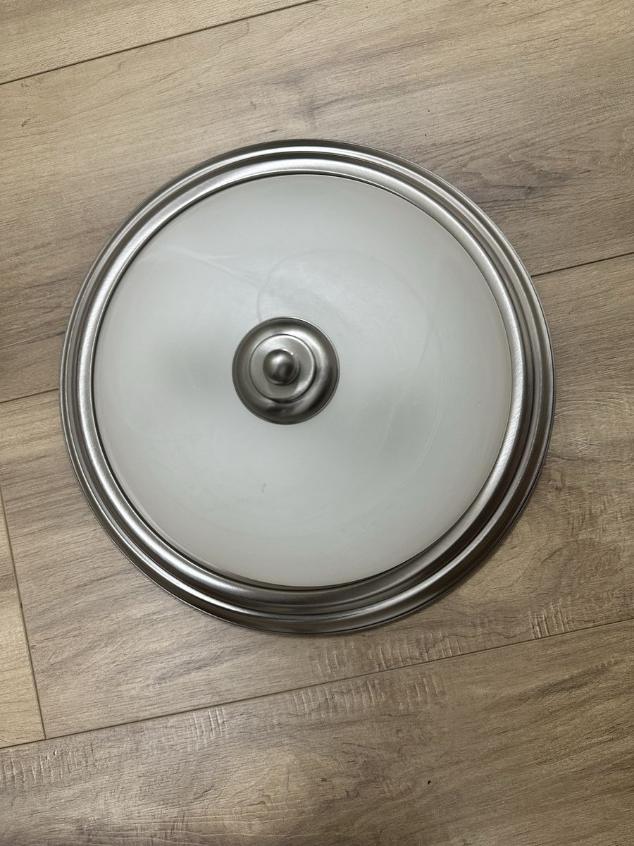Brushed Nickel Flush Mount Ceiling Light Fixture with Swirl Glass Shade