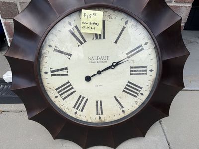 Baldauf Clock Company Large Wall Clock with Roman Numerals. $15.00