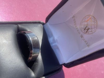 Gunmetal grey tungsten ring with beveled edges