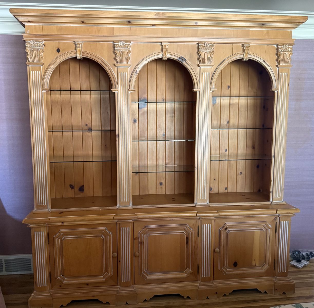 Beautiful 2 piece hutch with lights