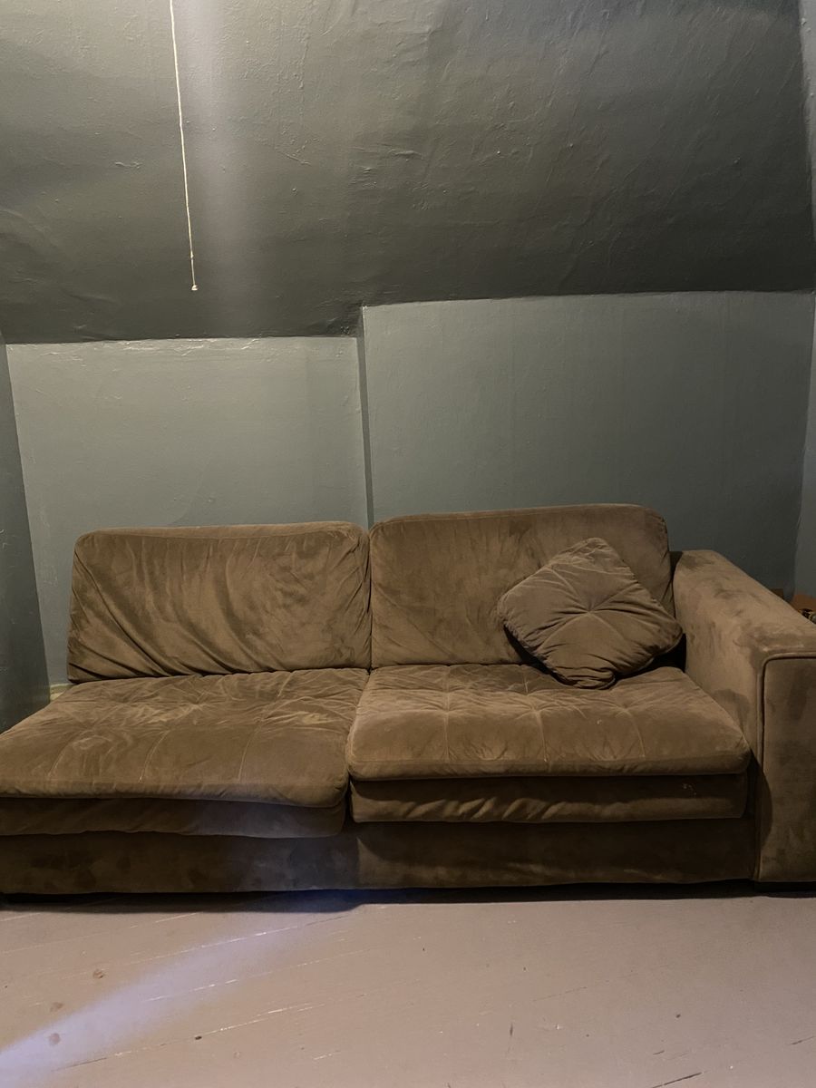 Large Olive Microfiber Sectional with Chaise